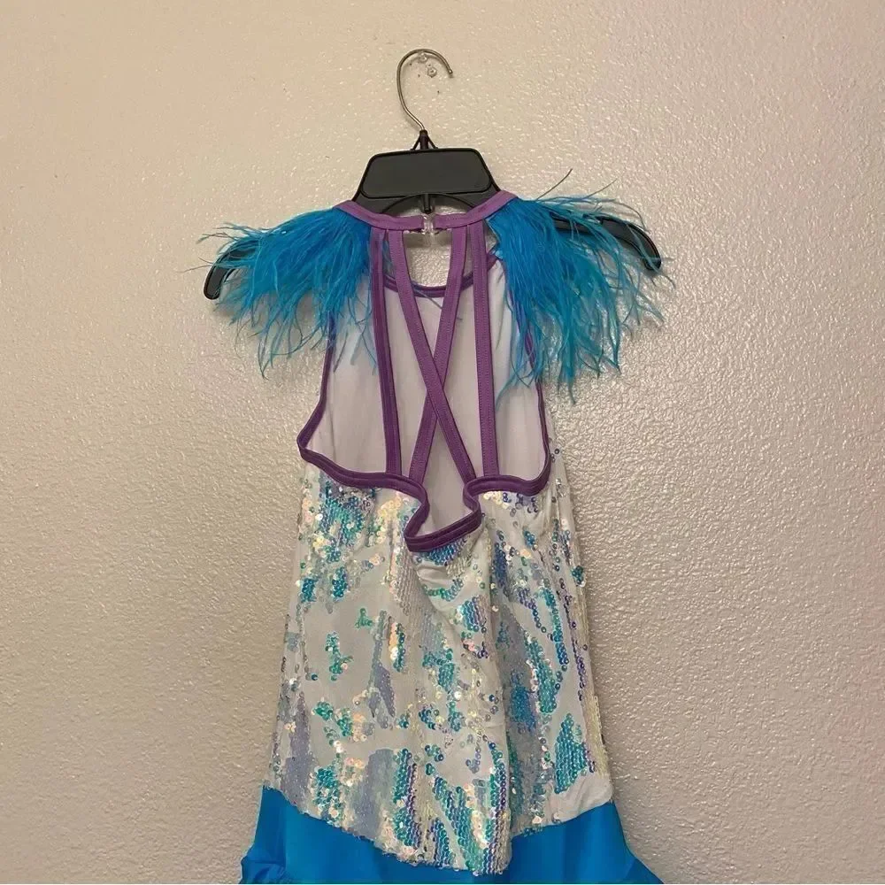 Weissman Dance Costume sassy feather sequin We Are Family 11495 Adult LA, MA